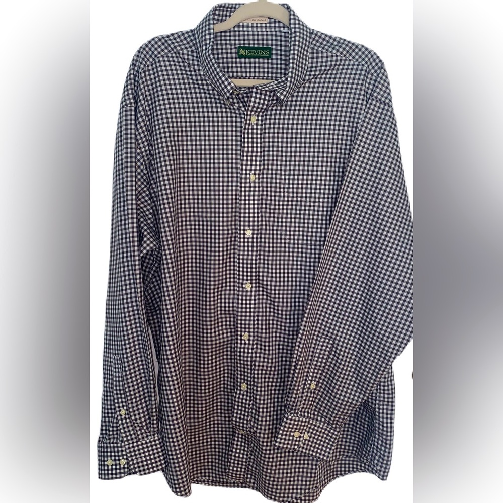 Kevin’s Plantation Collection Charcoal and White Check Dress Shirt XXL